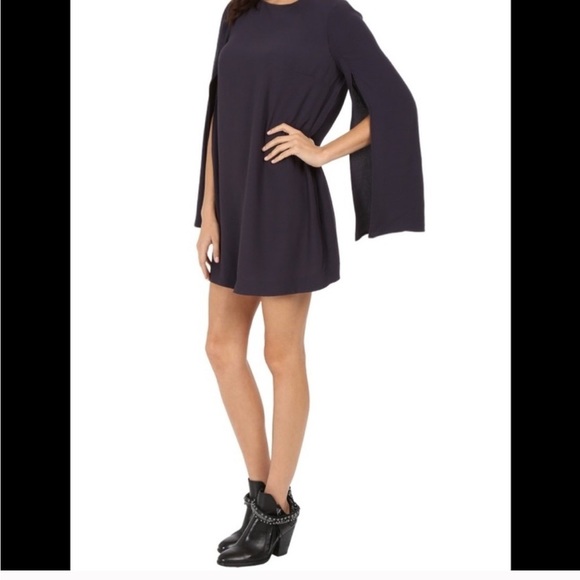 Free People some like it hot Navy Blue slit sleeve Cape Dress - Picture 2 of 6